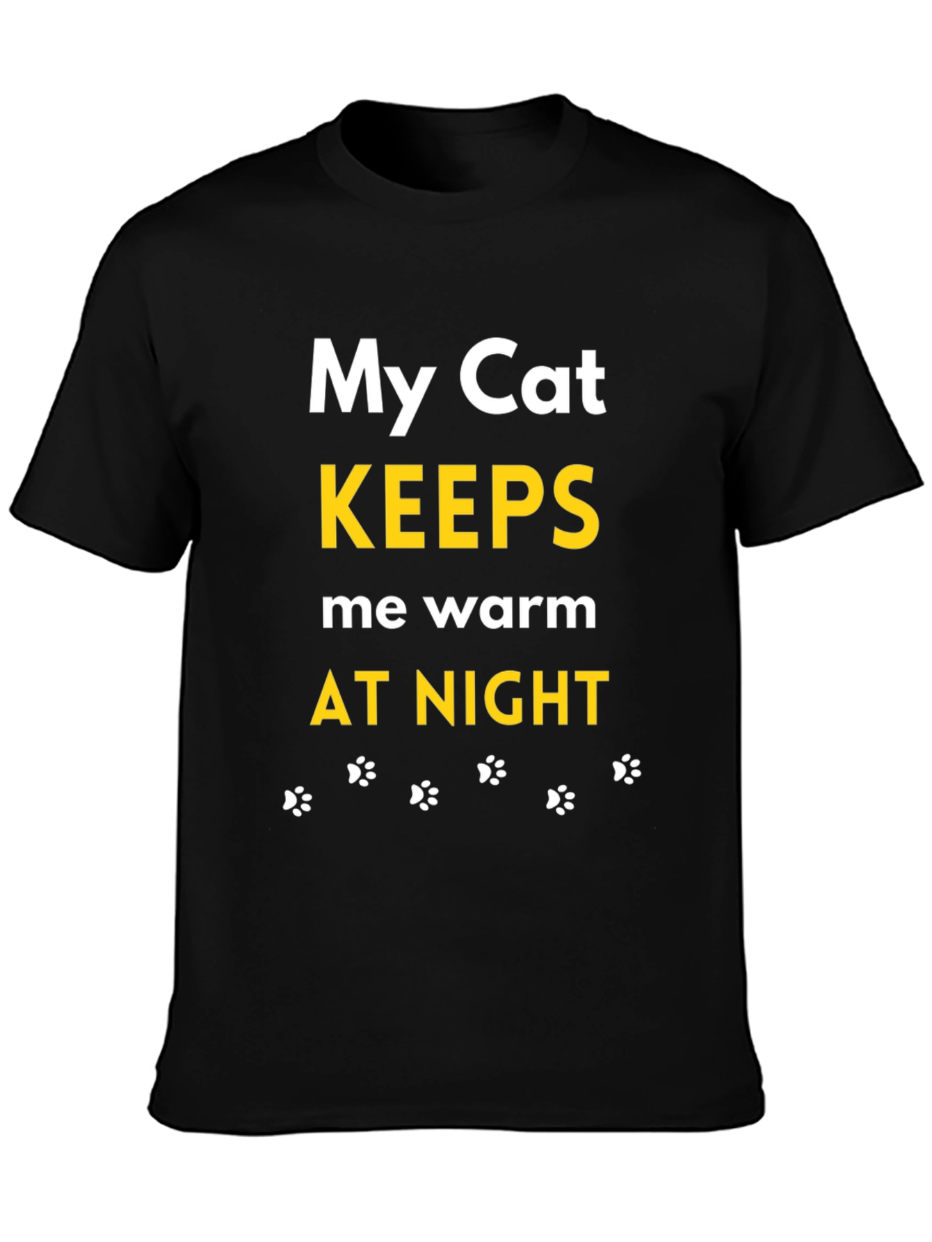 My Cat Keeps Me Warm Black T-Shirt
