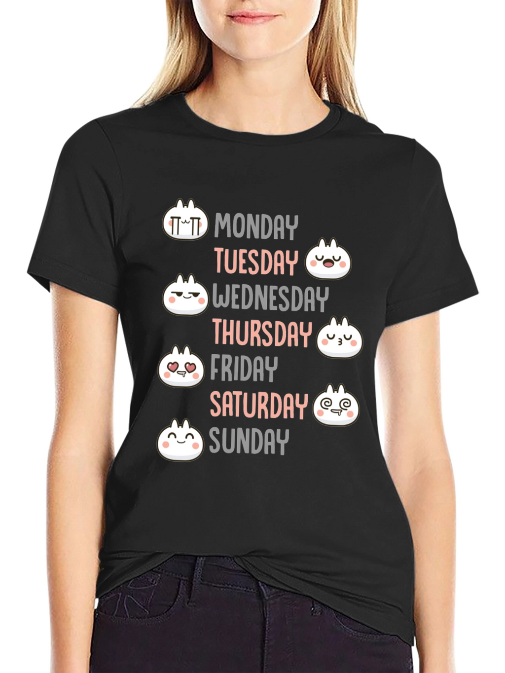 Dumpling Days of the Week Black T-Shirt