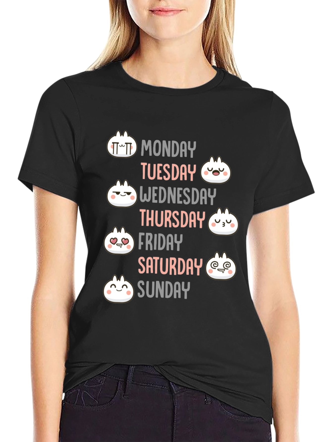Dumpling Days of the Week Black T-Shirt