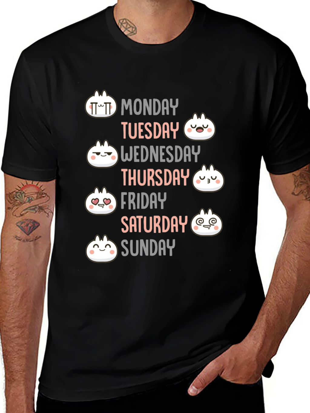 Dumpling Days of the Week Black T-Shirt