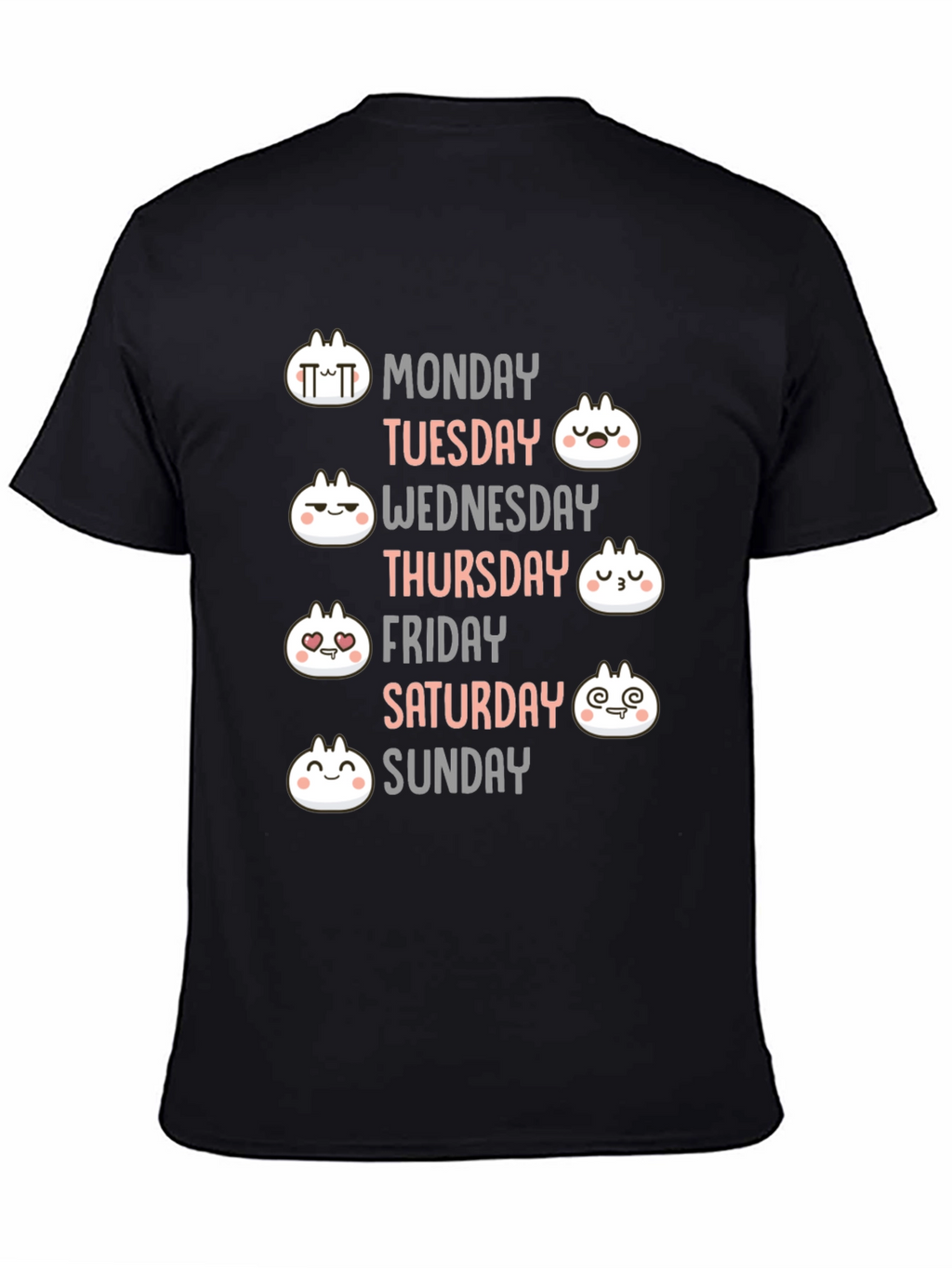 Dumpling Days of the Week Black T-Shirt