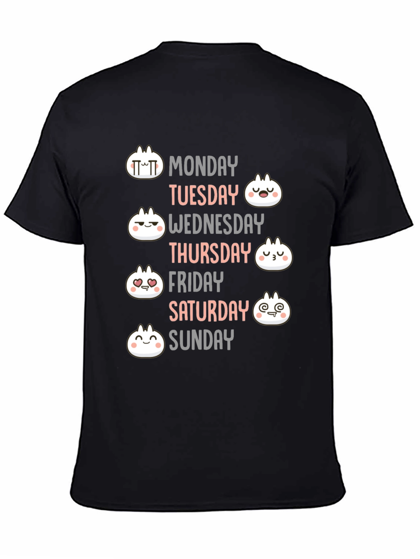 Dumpling Days of the Week Black T-Shirt