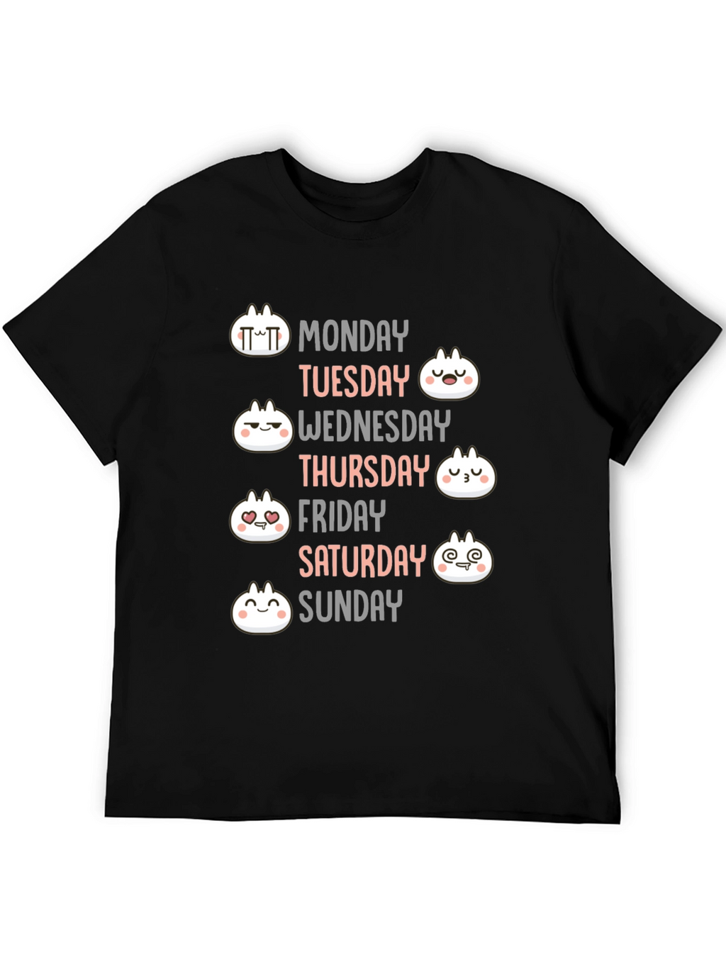 Dumpling Days of the Week Black T-Shirt