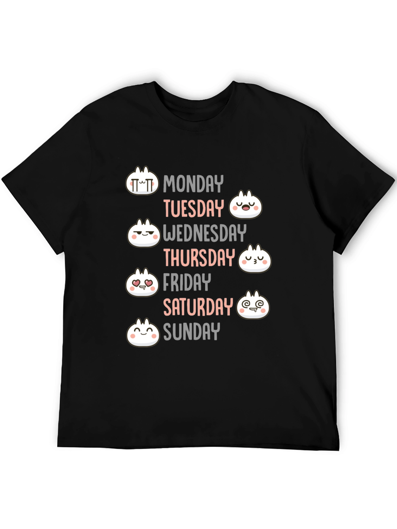Dumpling Days of the Week Black T-Shirt