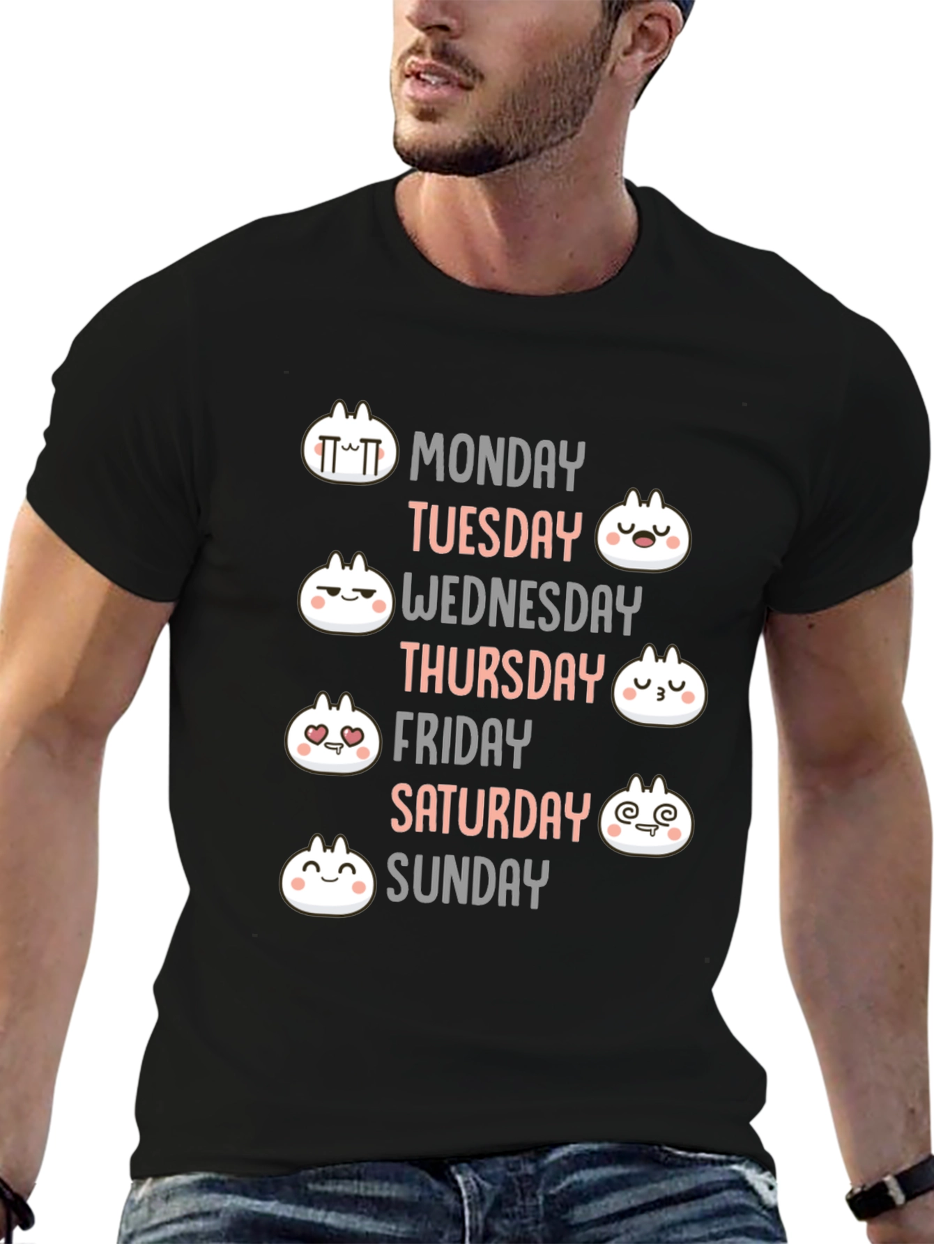 Dumpling Days of the Week Black T-Shirt