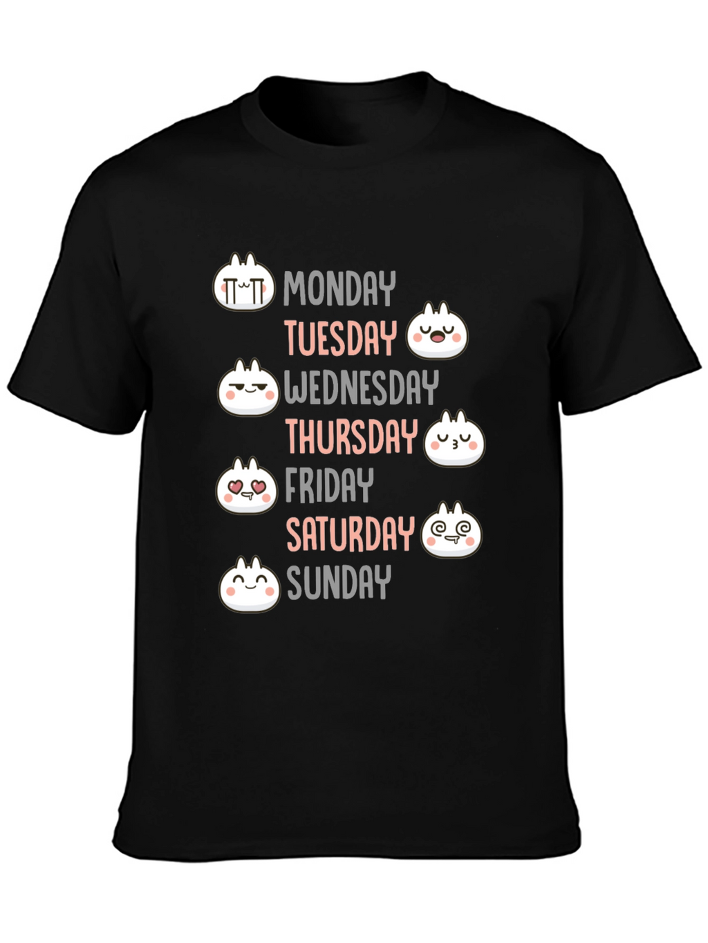 Dumpling Days of the Week Black T-Shirt