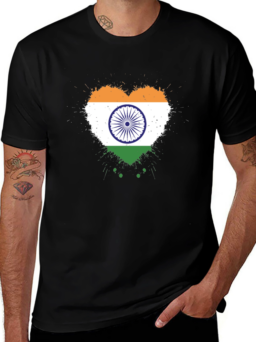 India Flag Heart T-Shirt - Patriotic Graphic Tee