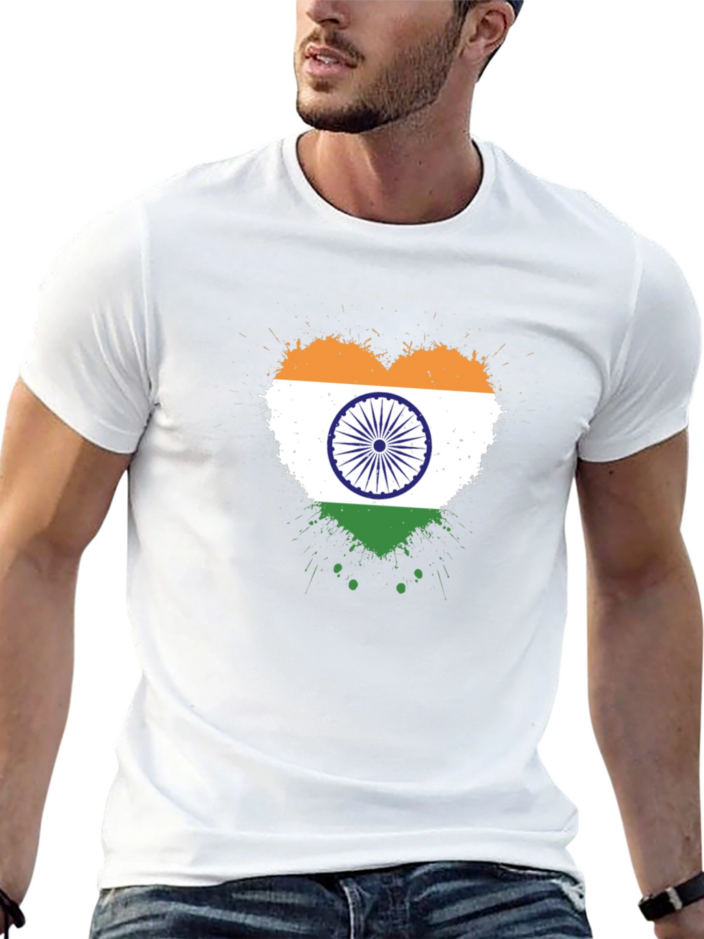 India Flag Heart T-Shirt - Patriotic Graphic Tee