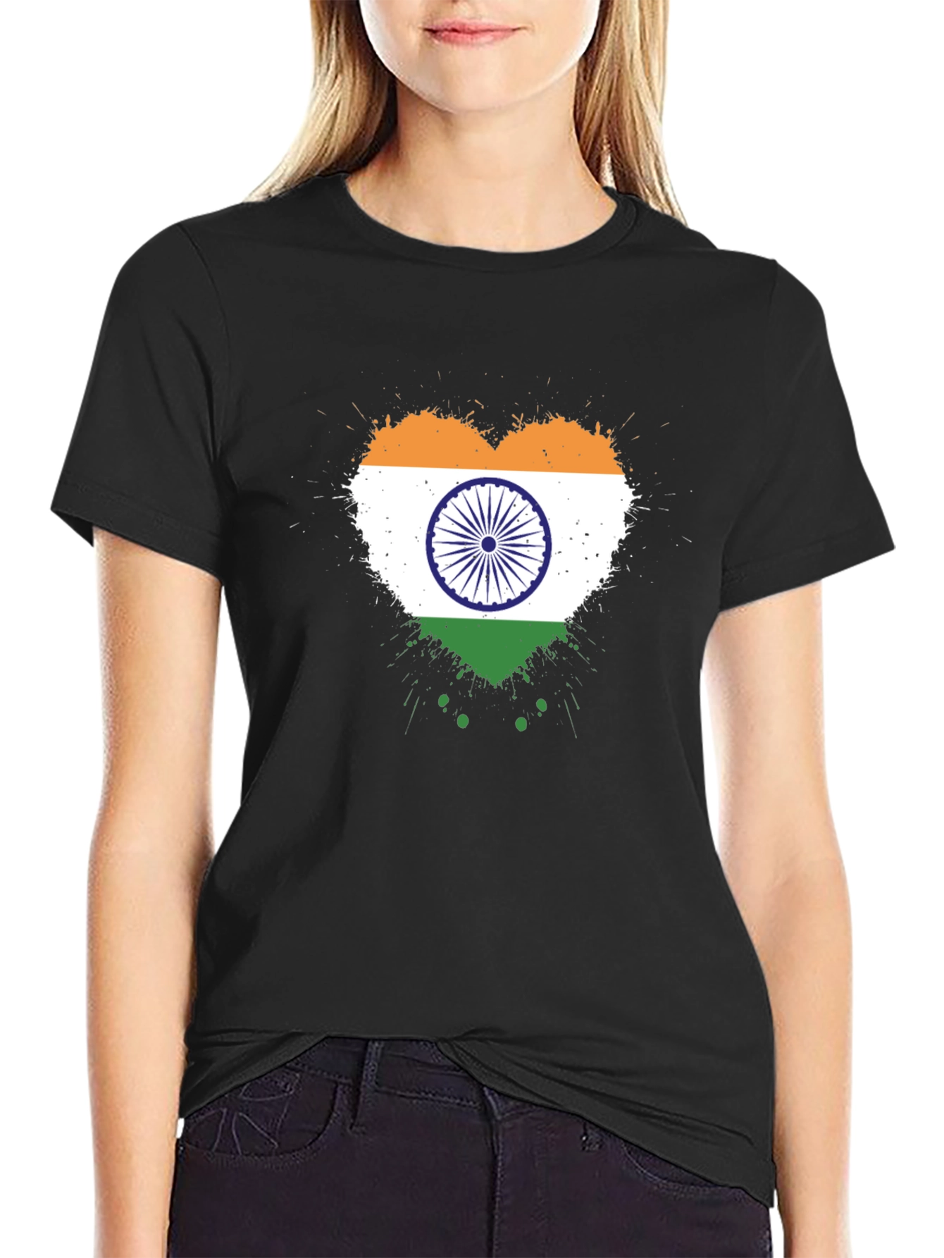 India Flag Heart T-Shirt - Patriotic Graphic Tee