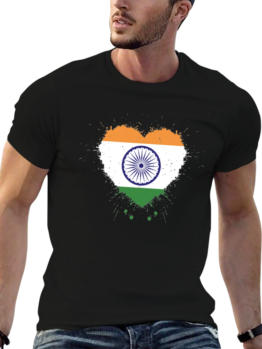 India Flag Heart T-Shirt - Patriotic Graphic Tee