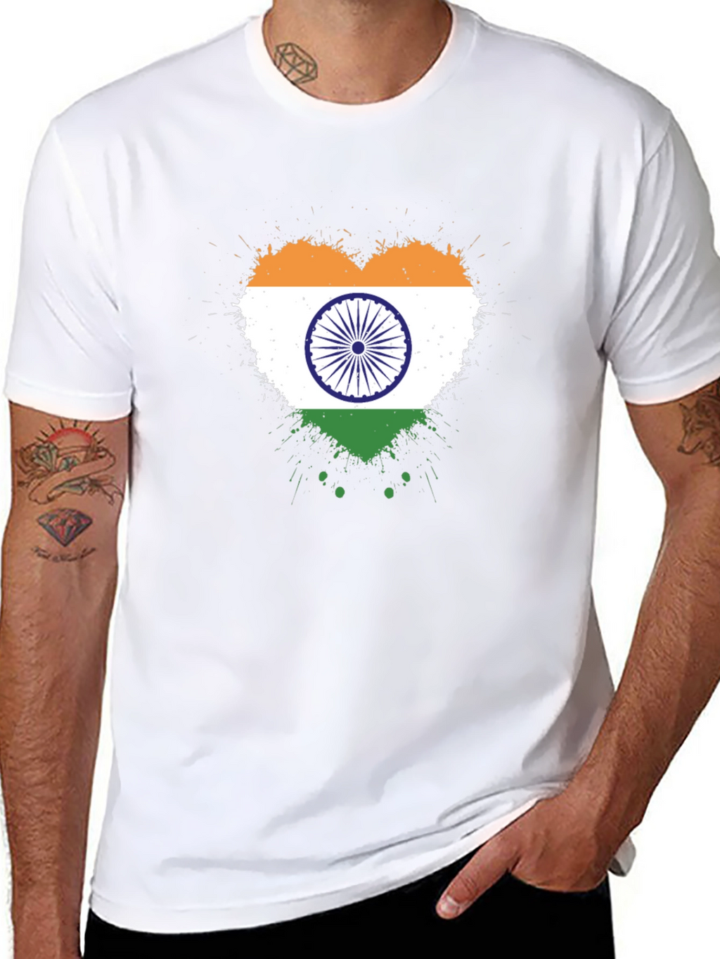 India Flag Heart T-Shirt - Patriotic Graphic Tee