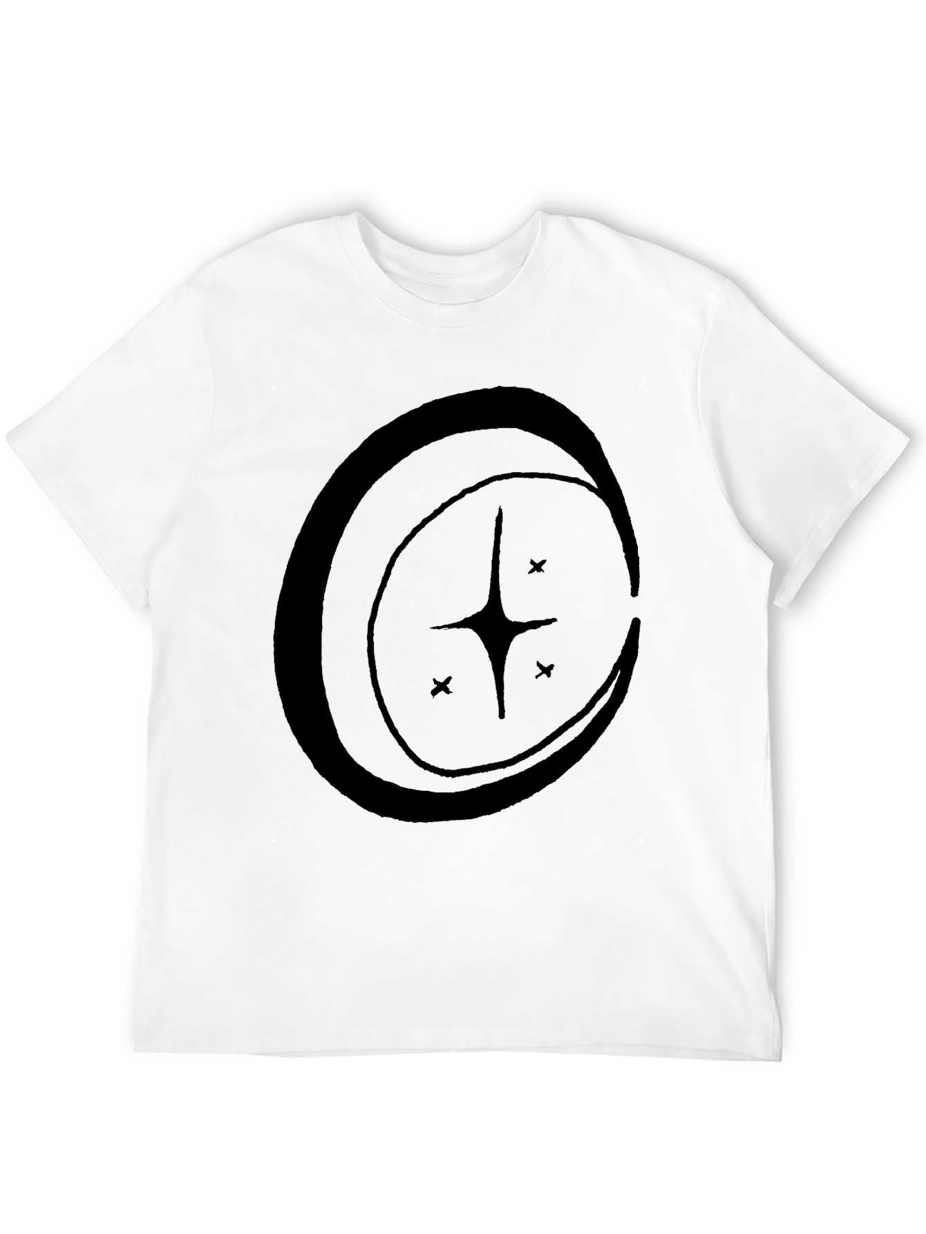 Celestial Star Crescent Moon Graphic Tee - Black Cotton Blend