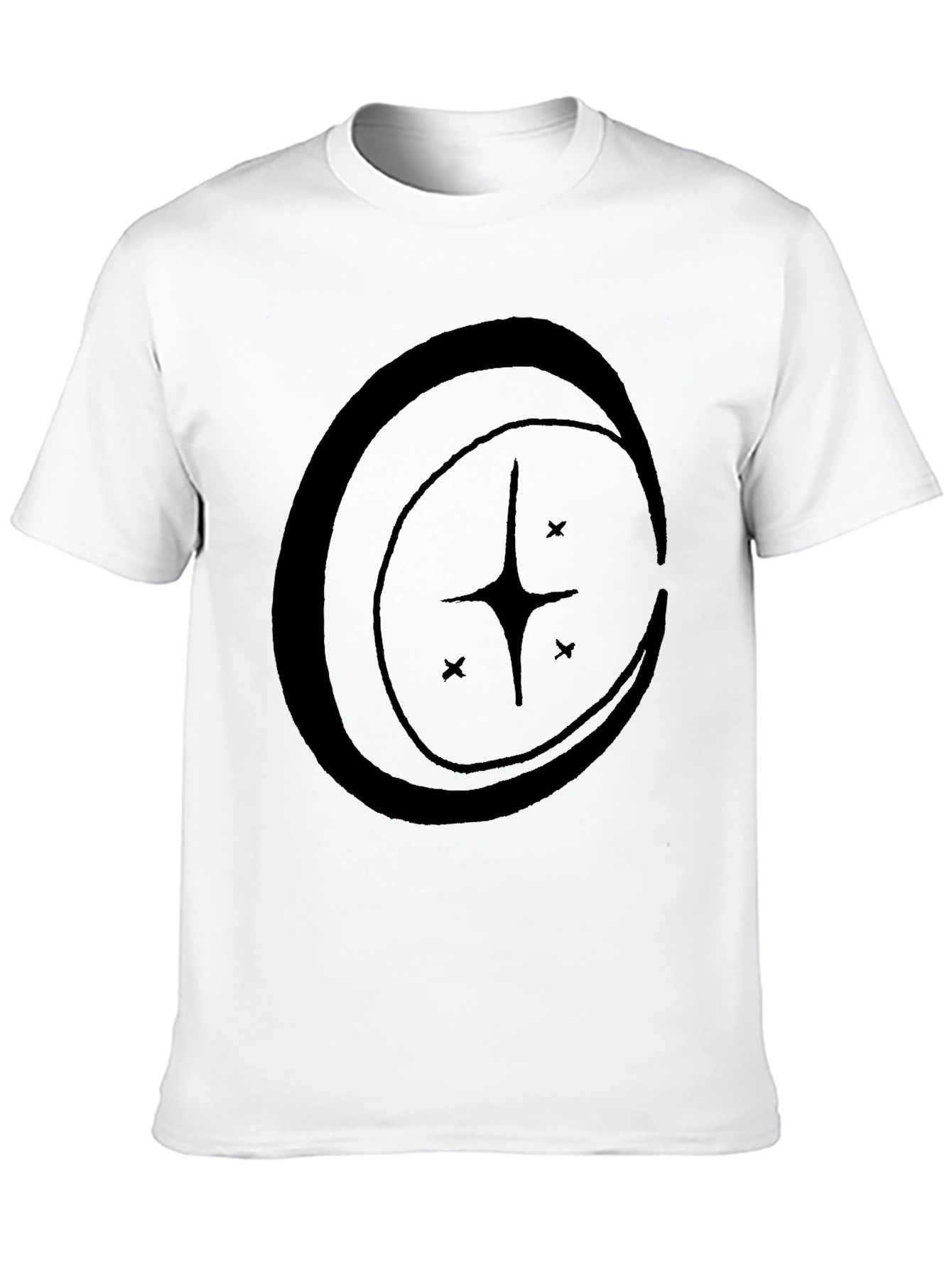 Celestial Star Crescent Moon Graphic Tee - Black Cotton Blend