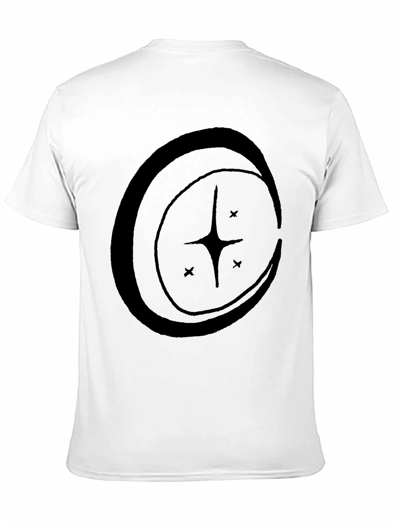 Celestial Star Crescent Moon Graphic Tee - Black Cotton Blend