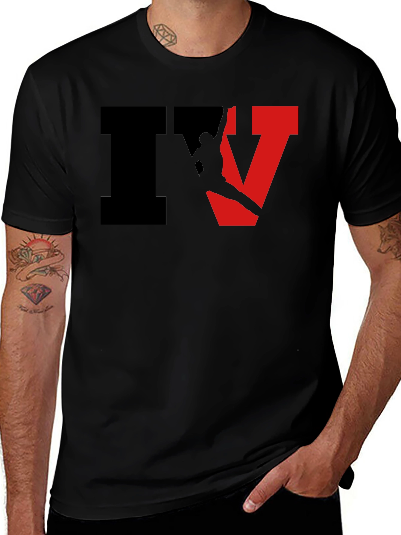 Stylish Black IV Graphic T-Shirt