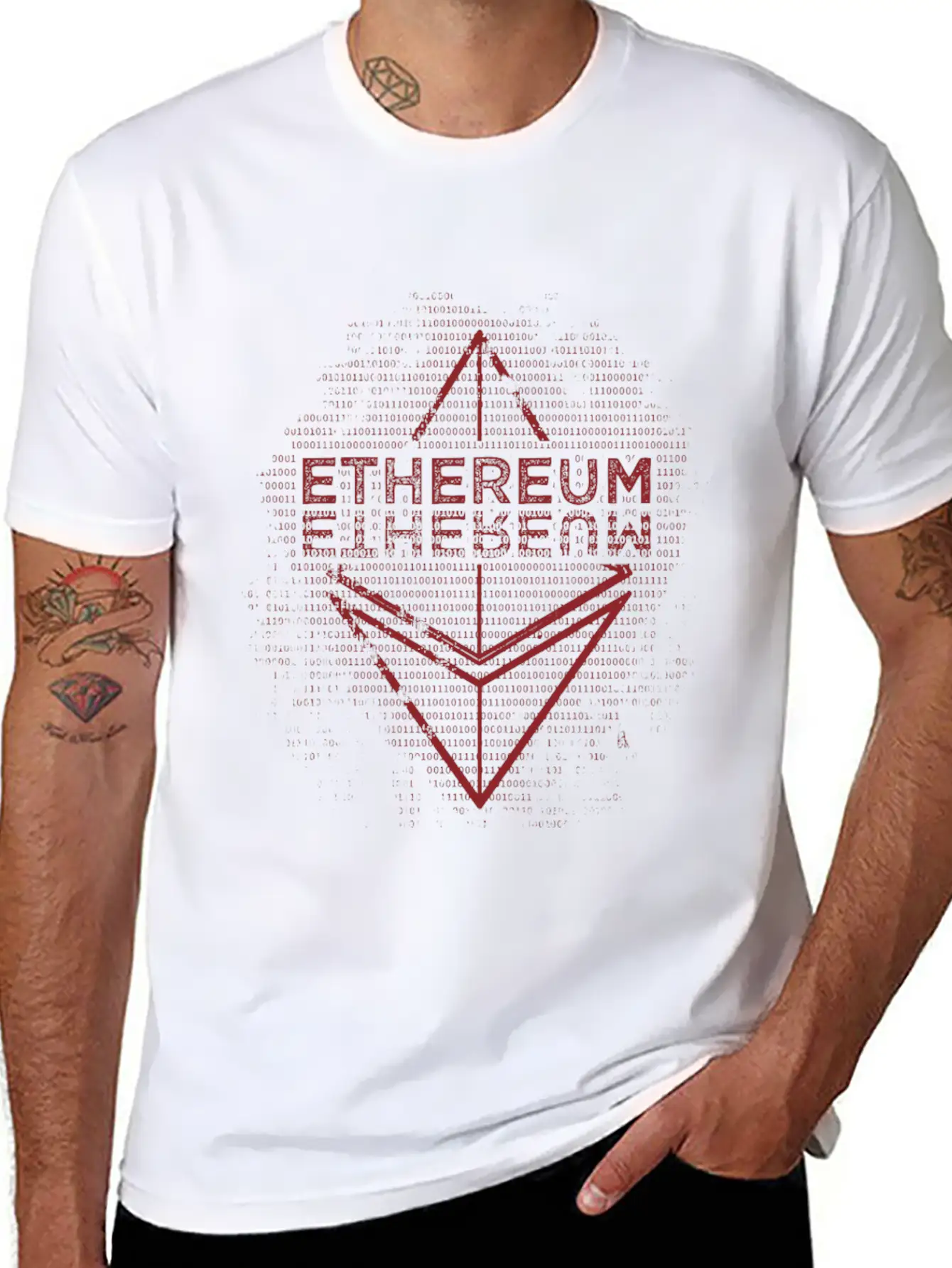 Ethereum Frontier Red Design On White Unisex Casual T-Shirt – Clean Design For Daily Comfort