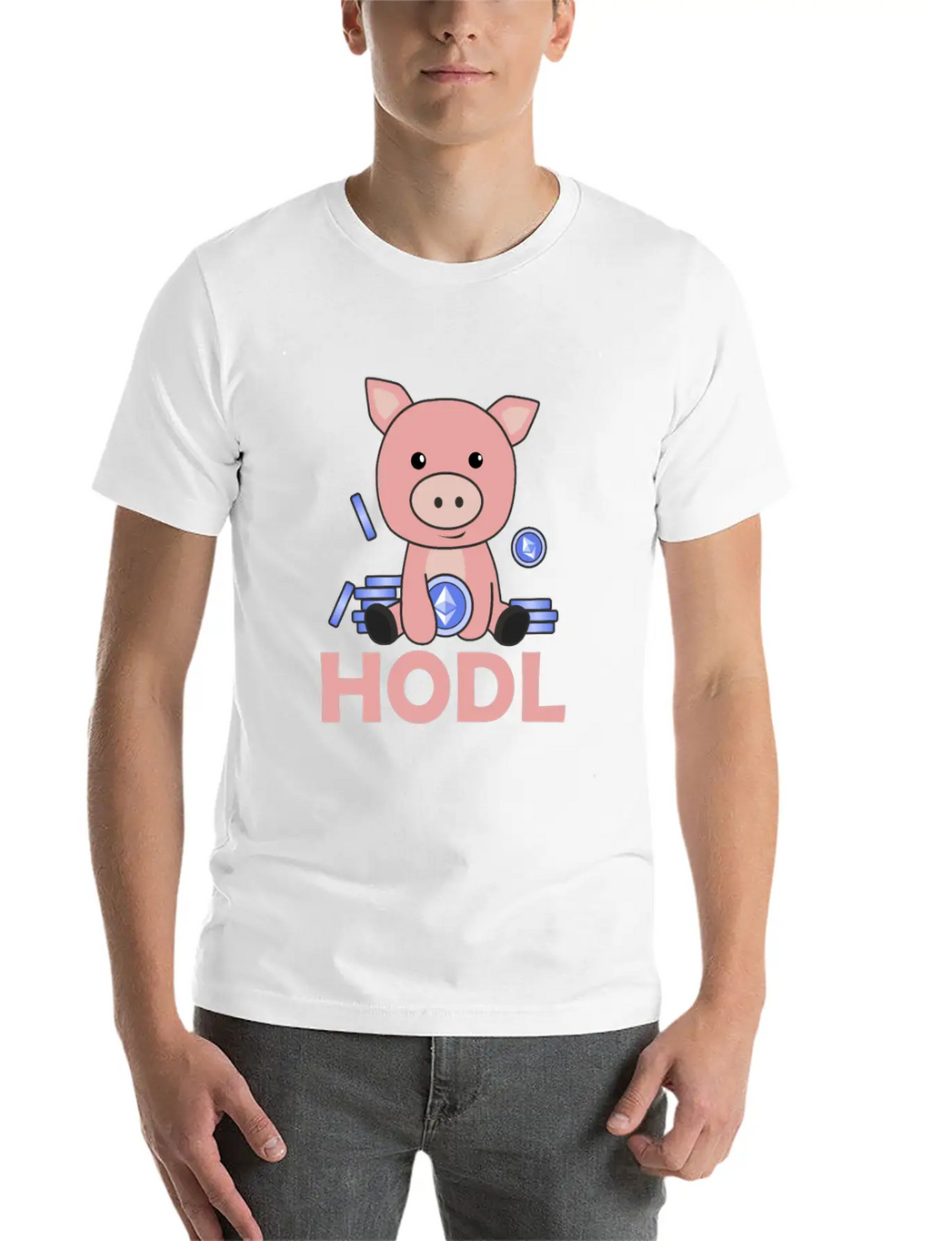 Ethereum Piggy Bank Hodl Coins Hold Digital Unisex Casual T-Shirt – Clean Design For Daily Comfort