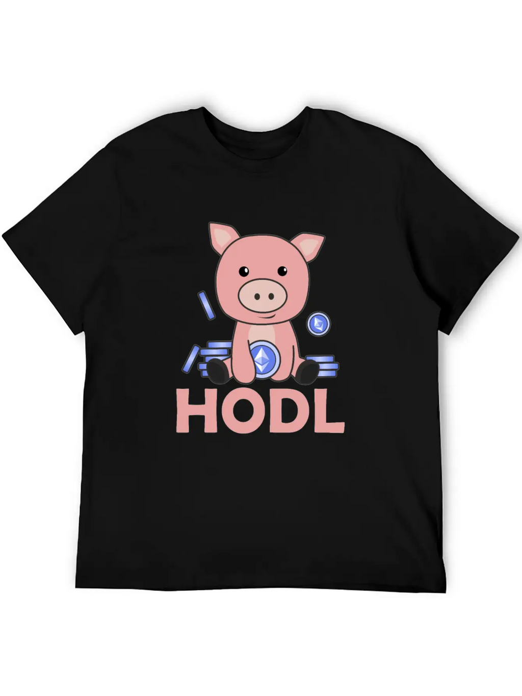 Ethereum Piggy Bank Hodl Coins Hold Digital Unisex Casual T-Shirt – Clean Design For Daily Comfort