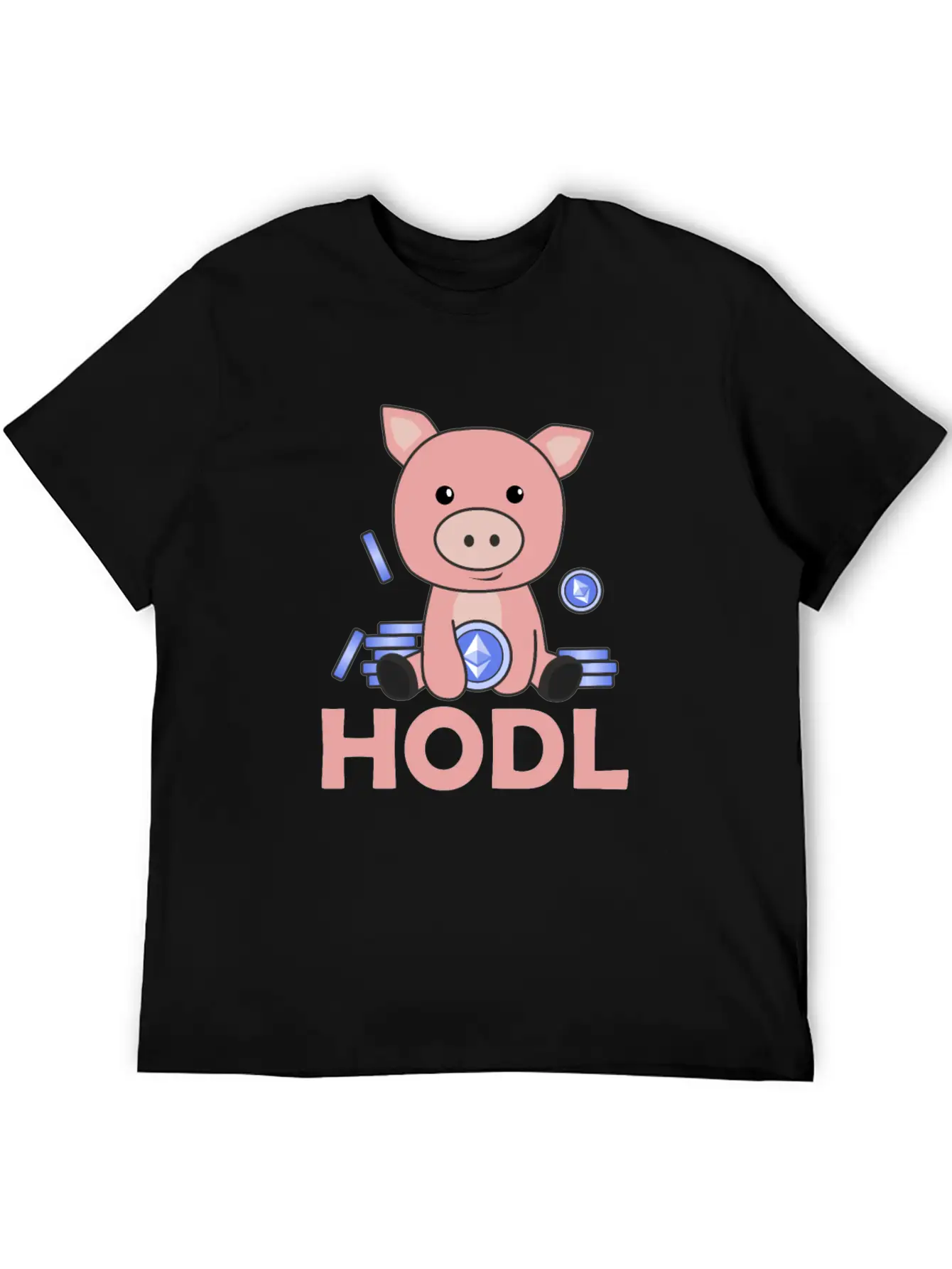 Ethereum Piggy Bank Hodl Coins Hold Digital Unisex Casual T-Shirt – Clean Design For Daily Comfort
