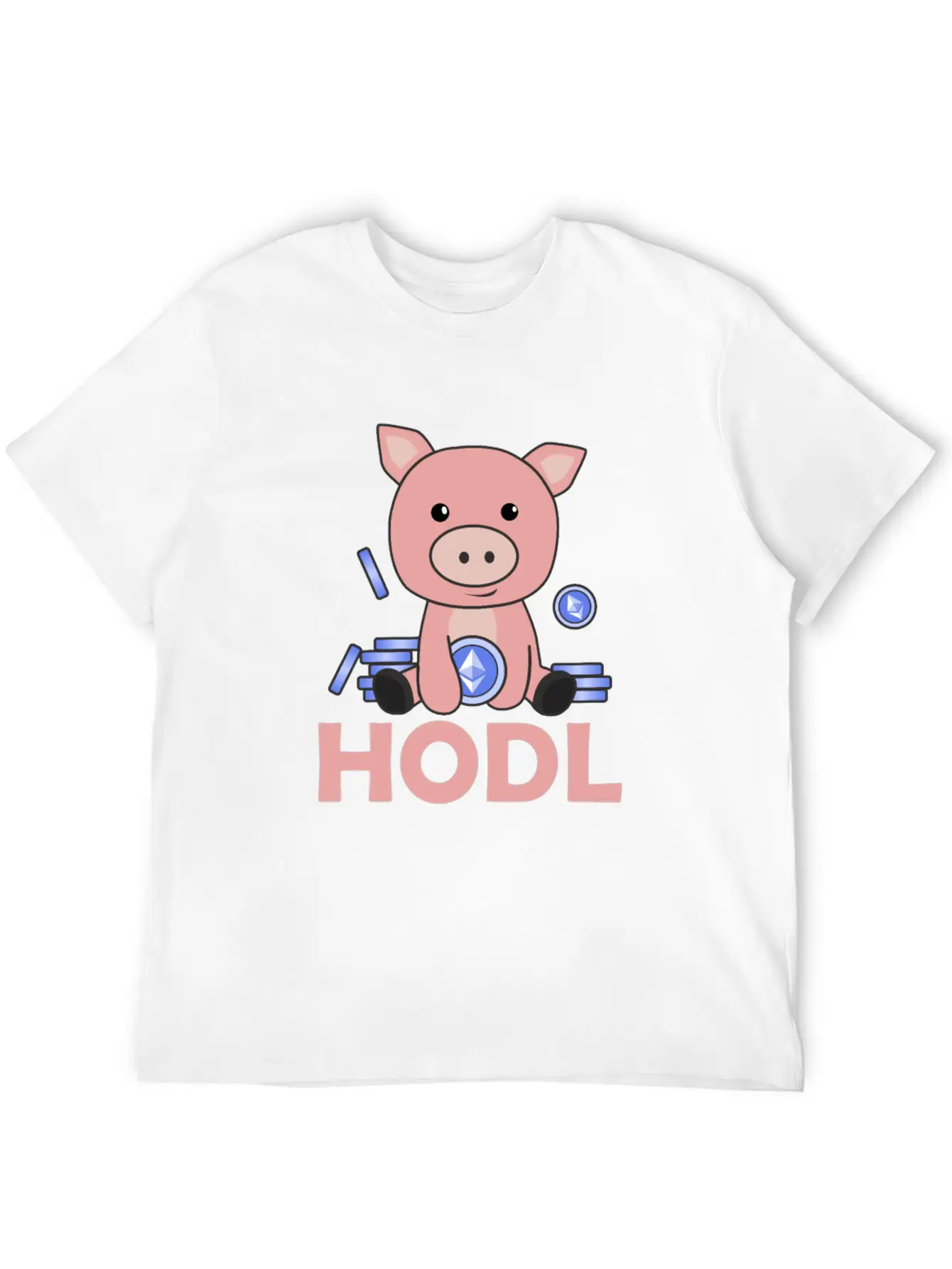 Ethereum Piggy Bank Hodl Coins Hold Digital Unisex Casual T-Shirt – Clean Design For Daily Comfort