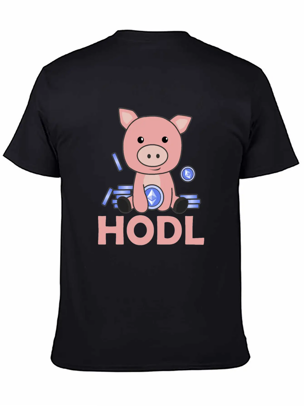Ethereum Piggy Bank Hodl Coins Hold Digital Unisex Casual T-Shirt – Clean Design For Daily Comfort
