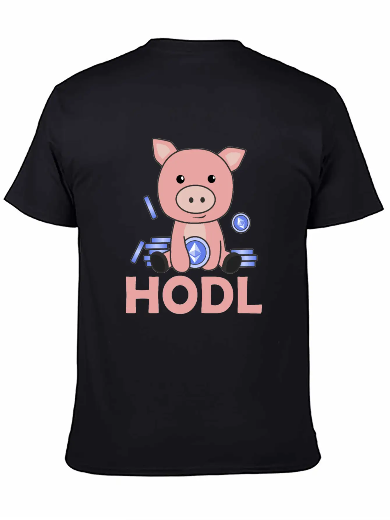 Ethereum Piggy Bank Hodl Coins Hold Digital Unisex Casual T-Shirt – Clean Design For Daily Comfort