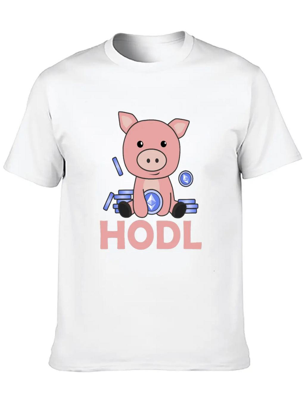 Ethereum Piggy Bank Hodl Coins Hold Digital Unisex Casual T-Shirt – Clean Design For Daily Comfort