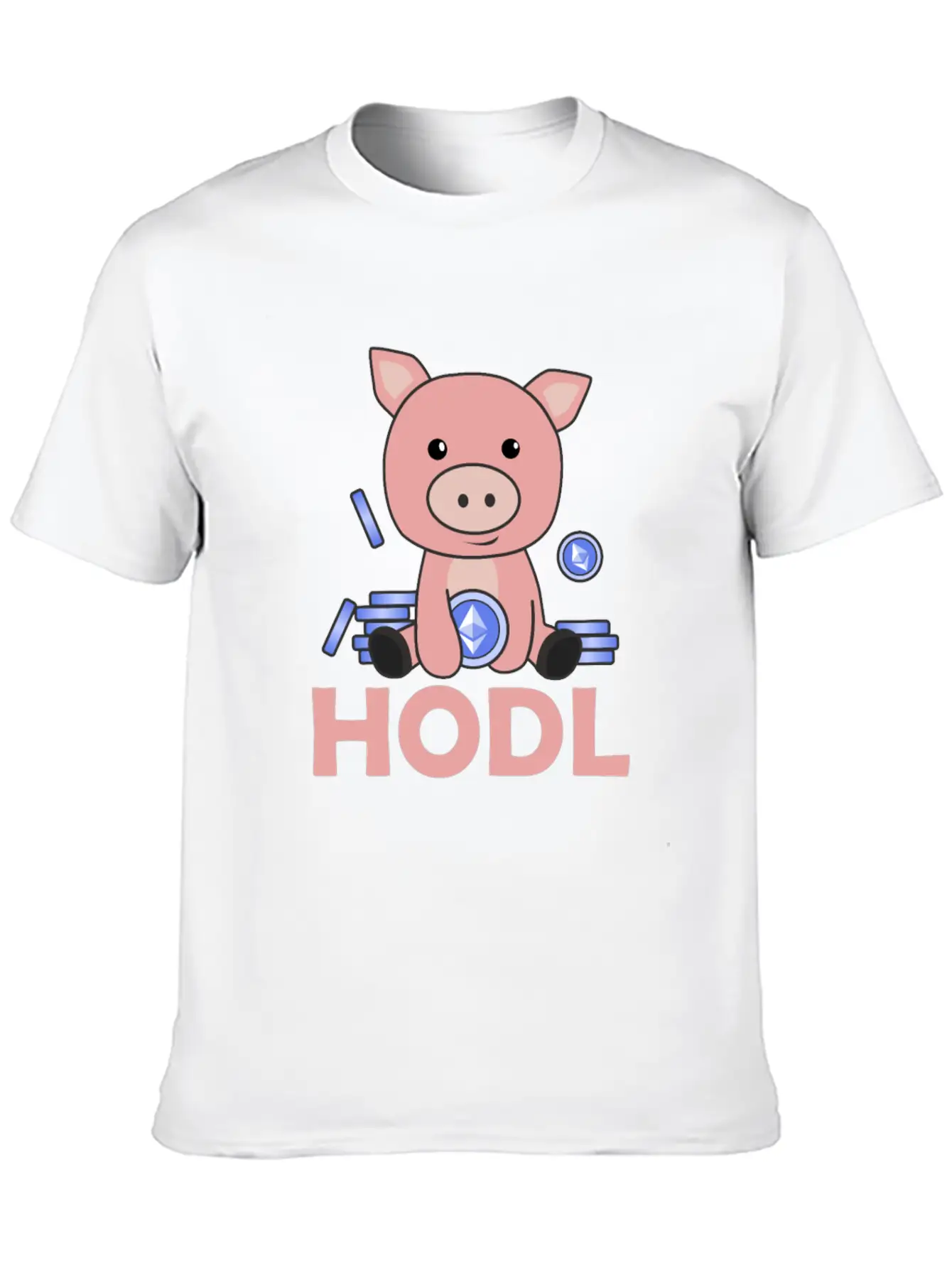 Ethereum Piggy Bank Hodl Coins Hold Digital Unisex Casual T-Shirt – Clean Design For Daily Comfort