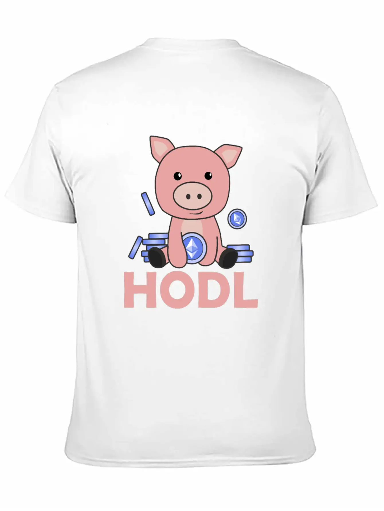 Ethereum Piggy Bank Hodl Coins Hold Digital Unisex Casual T-Shirt – Clean Design For Daily Comfort