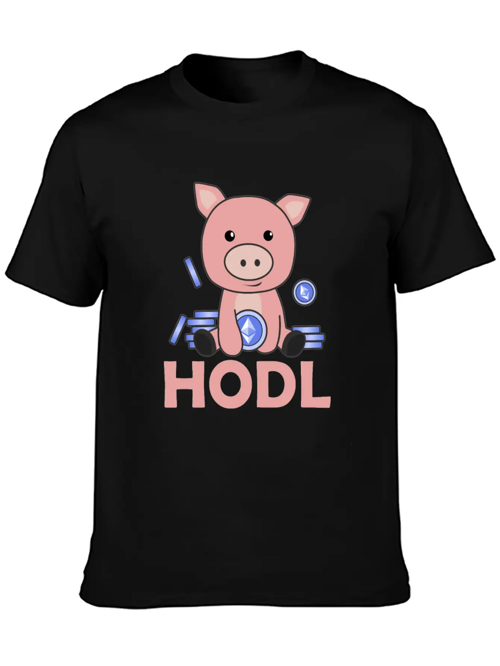 Ethereum Piggy Bank Hodl Coins Hold Digital Unisex Casual T-Shirt – Clean Design For Daily Comfort