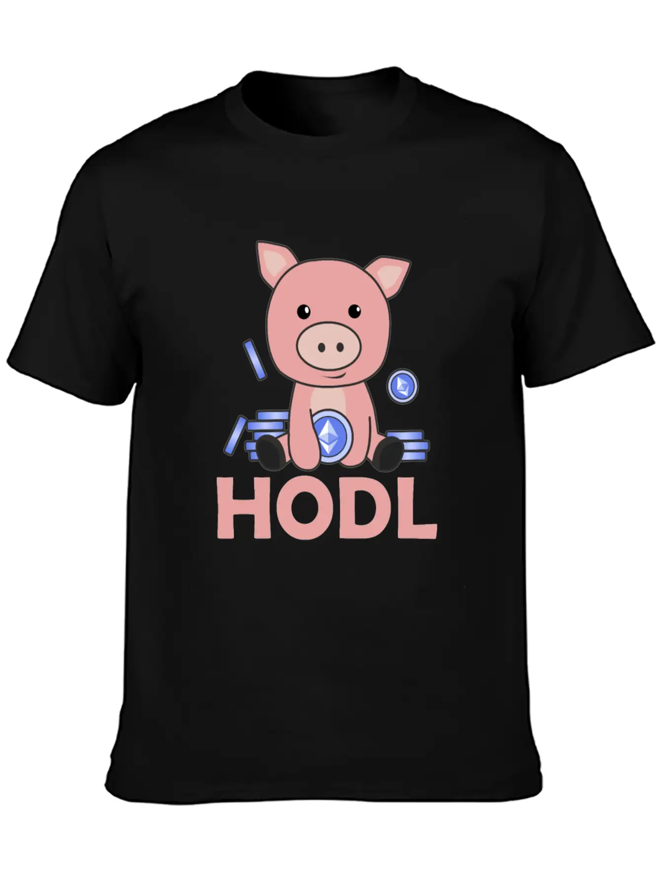 Ethereum Piggy Bank Hodl Coins Hold Digital Unisex Casual T-Shirt – Clean Design For Daily Comfort