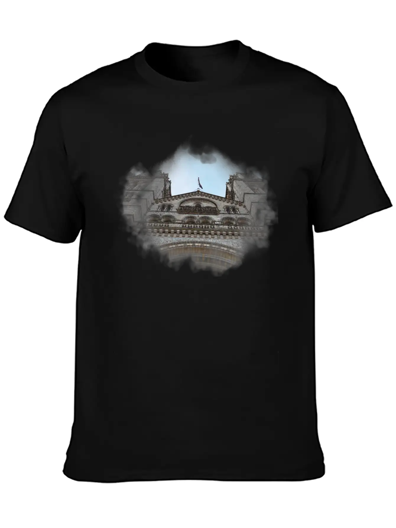 European Church, Watercolor Graphic Breathable Soft Cotton T-Shirt – Timeless Casual Look