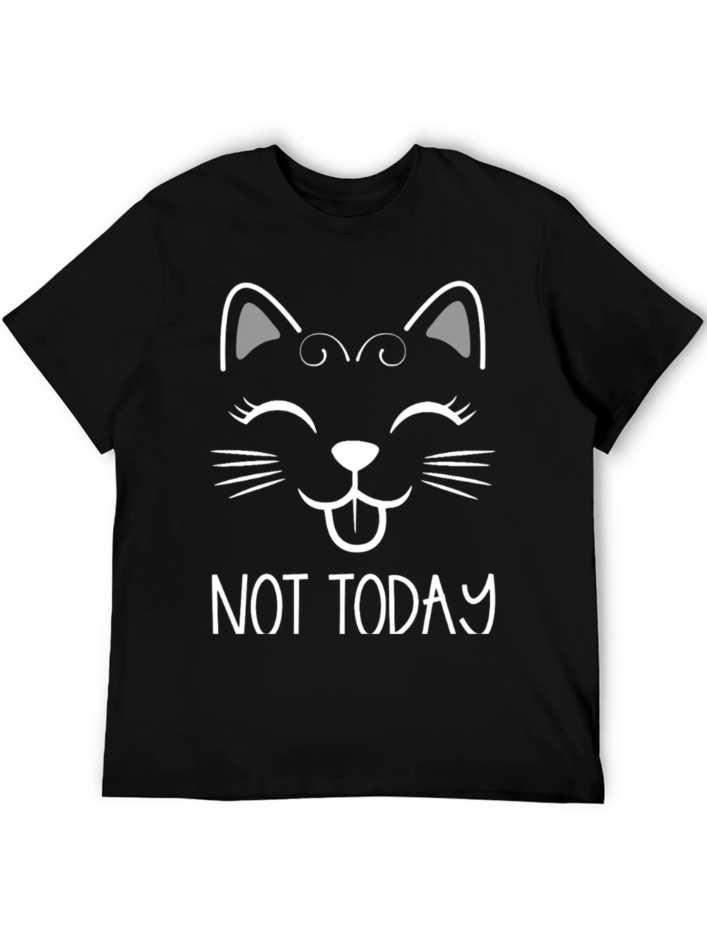 Not Today Cat Graphic Tee - Black Cotton T-Shirt