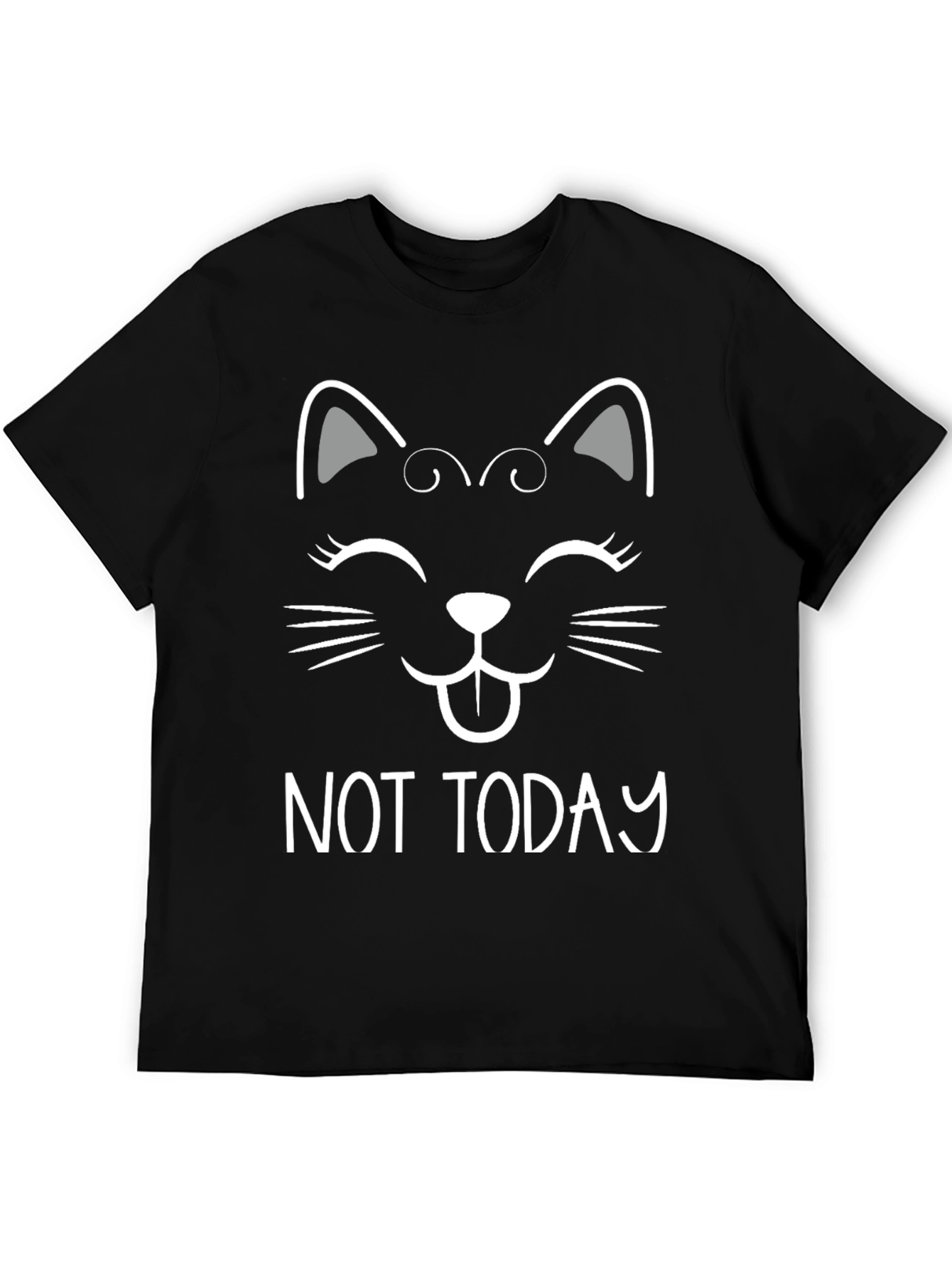Not Today Cat Graphic Tee - Black Cotton T-Shirt