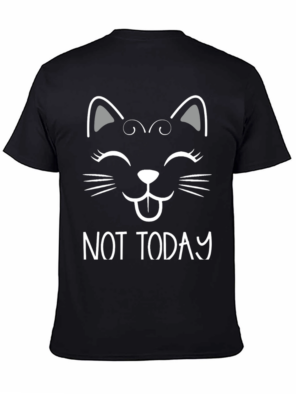 Not Today Cat Graphic Tee - Black Cotton T-Shirt