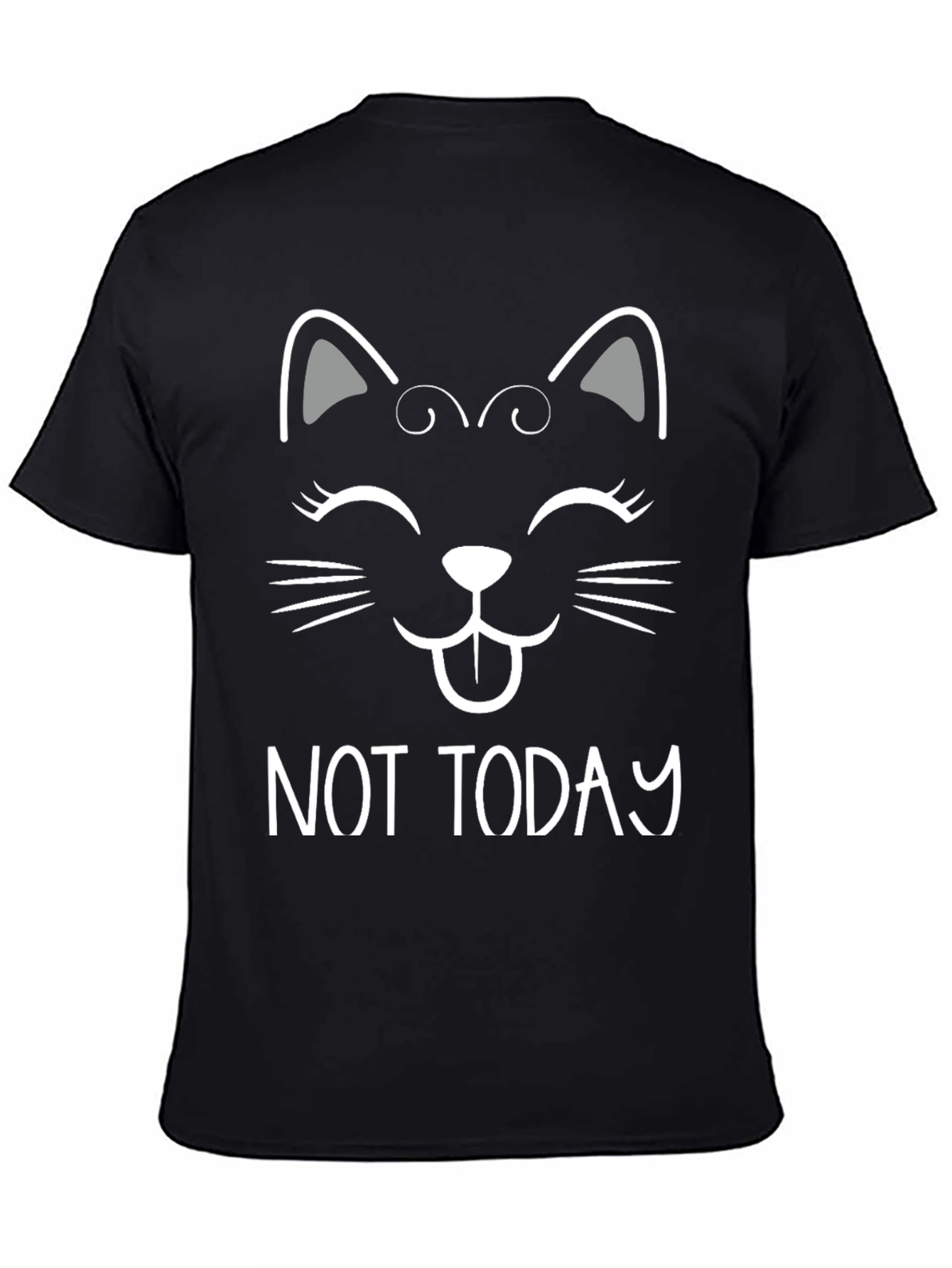 Not Today Cat Graphic Tee - Black Cotton T-Shirt