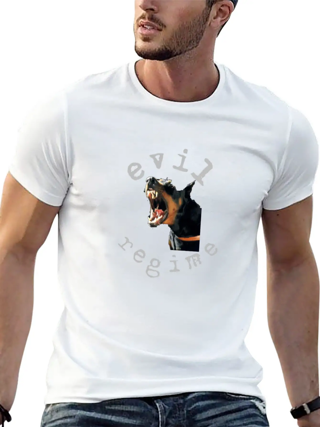 Evil Regime Black Shirt Mean Dog Unisex Short Sleeve Soft Cotton T-Shirt – Casual Everyday Wear