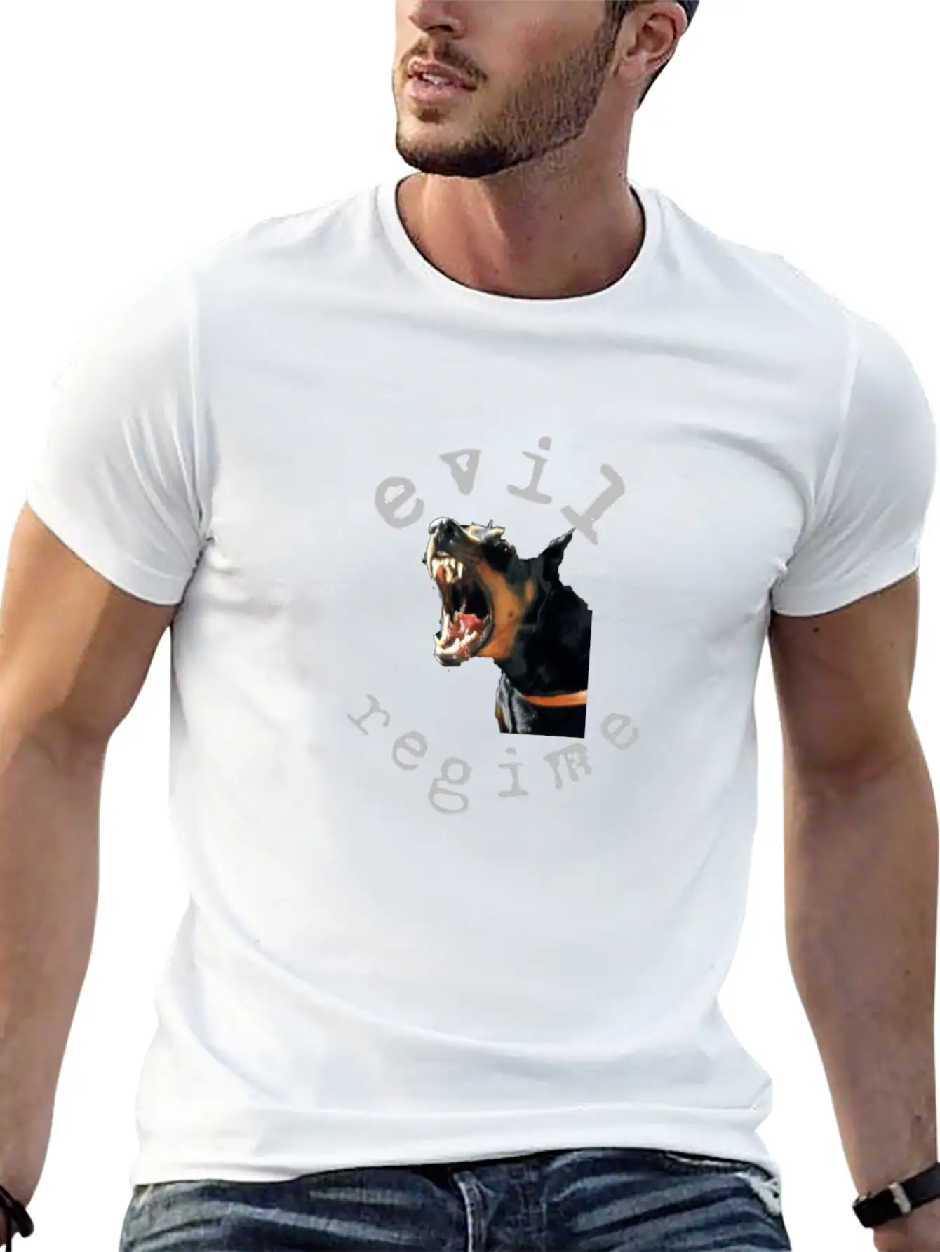 Evil Regime Black Shirt Mean Dog Unisex Short Sleeve Soft Cotton T-Shirt – Casual Everyday Wear
