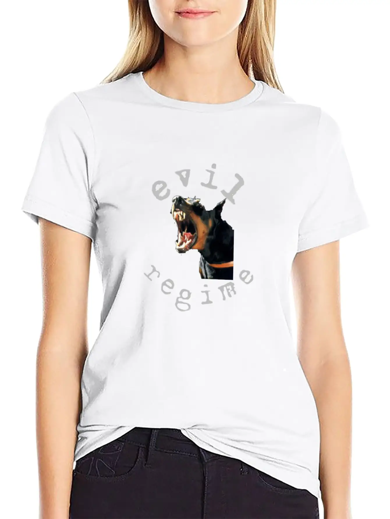 Evil Regime Black Shirt Mean Dog Unisex Short Sleeve Soft Cotton T-Shirt – Casual Everyday Wear