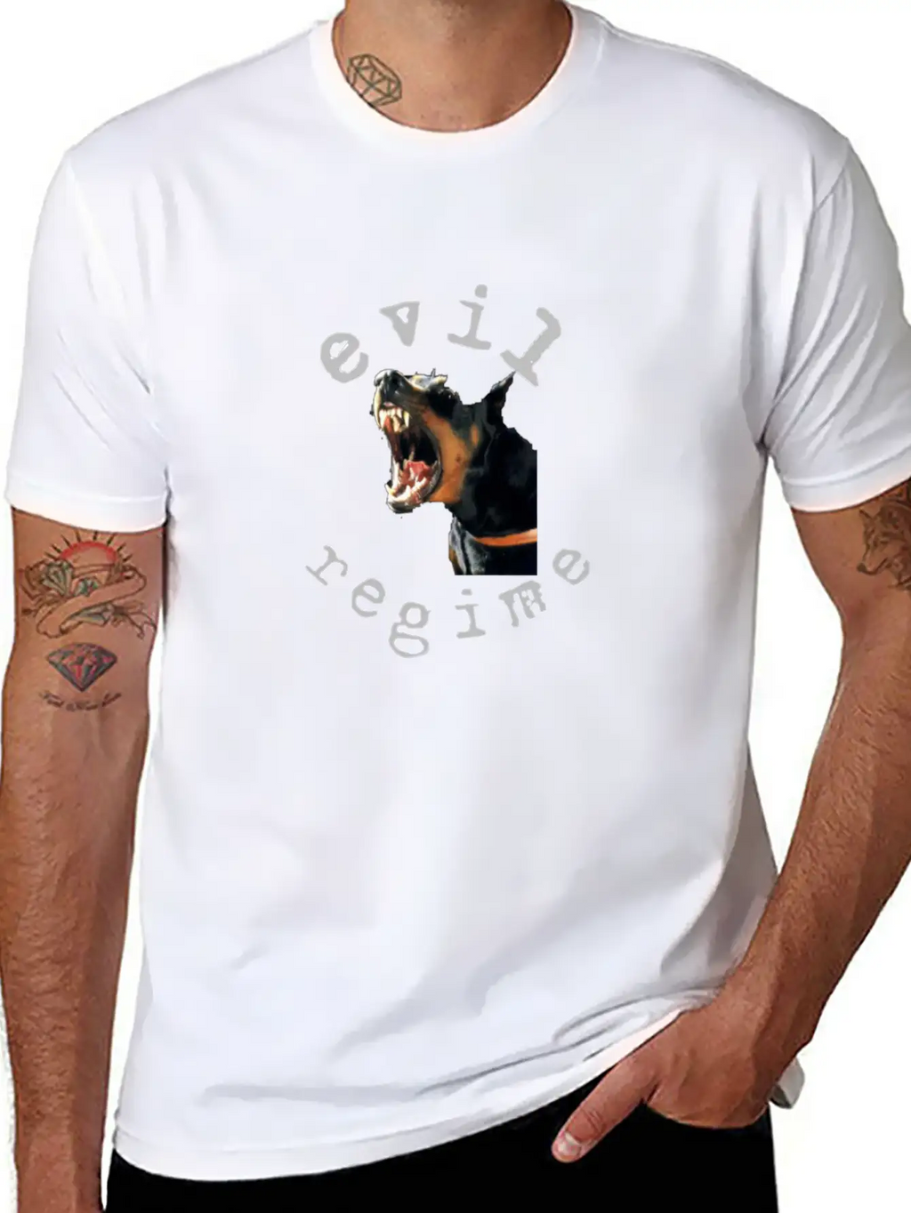 Evil Regime Black Shirt Mean Dog Unisex Short Sleeve Soft Cotton T-Shirt – Casual Everyday Wear