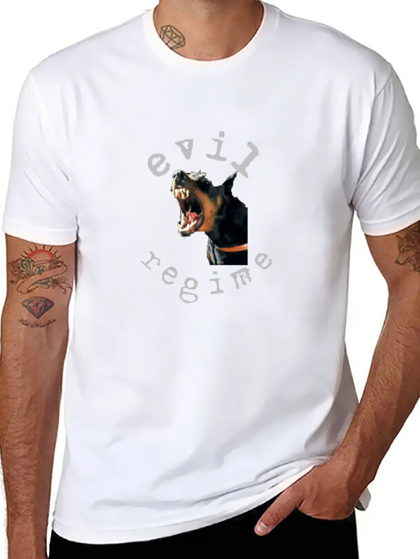 Evil Regime Black Shirt Mean Dog Unisex Short Sleeve Soft Cotton T-Shirt – Casual Everyday Wear