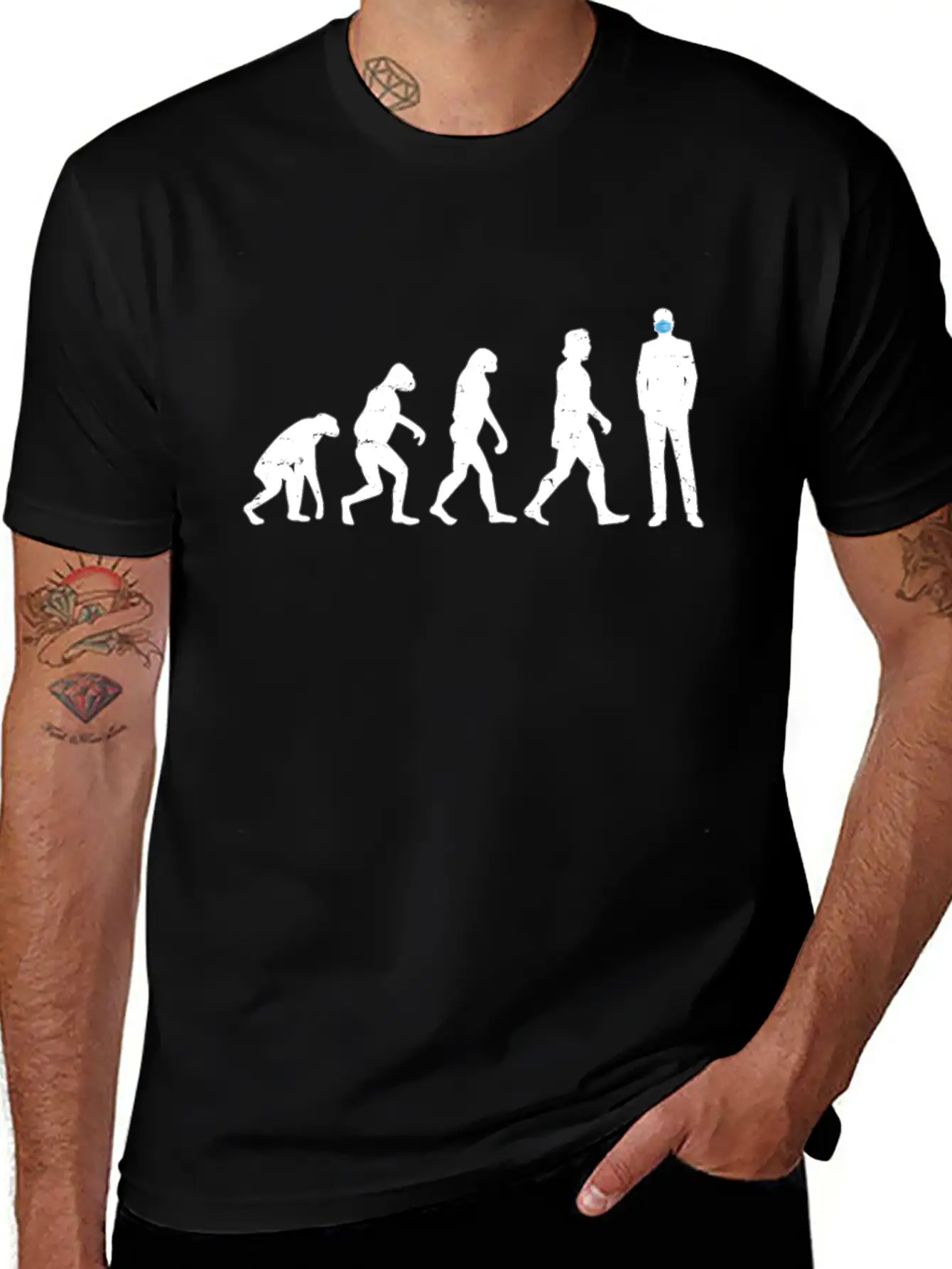 Evolution Of People - Human - Face Mask - Masked - Casual Graphic T-Shirt – Simple And Comfortable Daily Wear