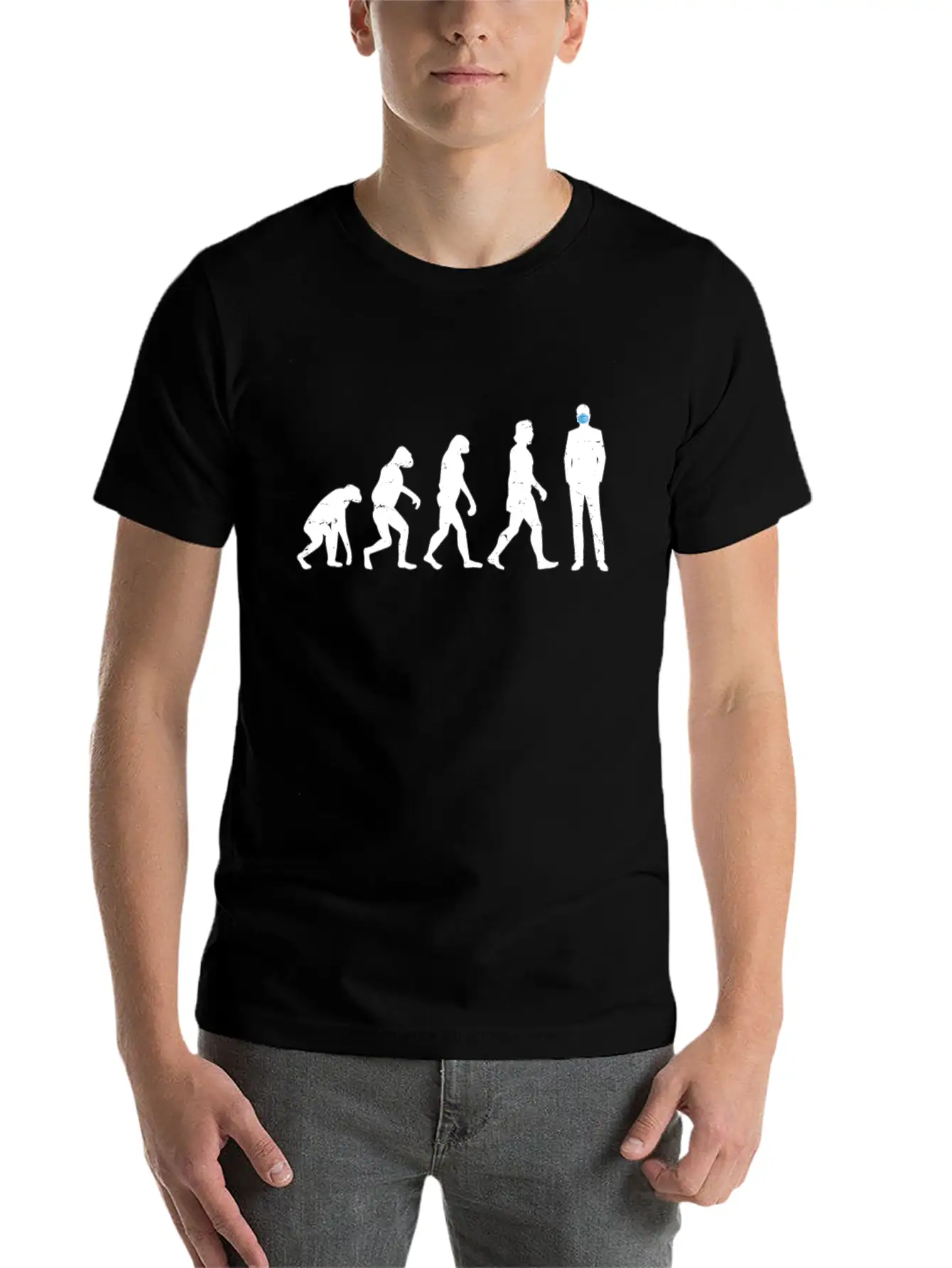 Evolution Of People - Human - Face Mask - Masked - Casual Graphic T-Shirt – Simple And Comfortable Daily Wear