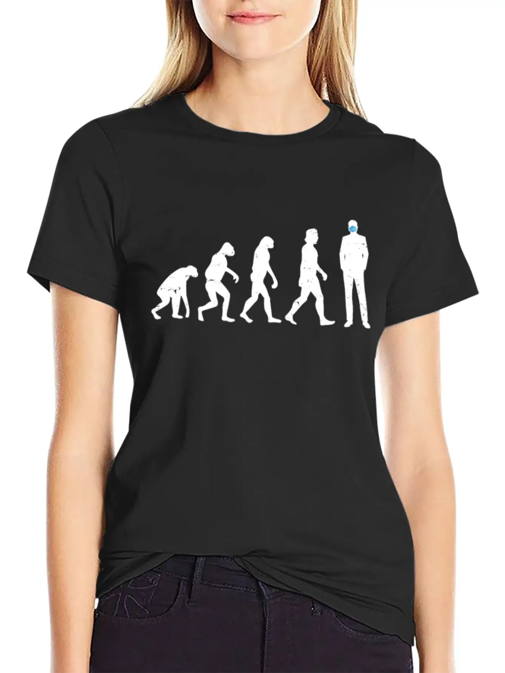 Evolution Of People - Human - Face Mask - Masked - Casual Graphic T-Shirt – Simple And Comfortable Daily Wear