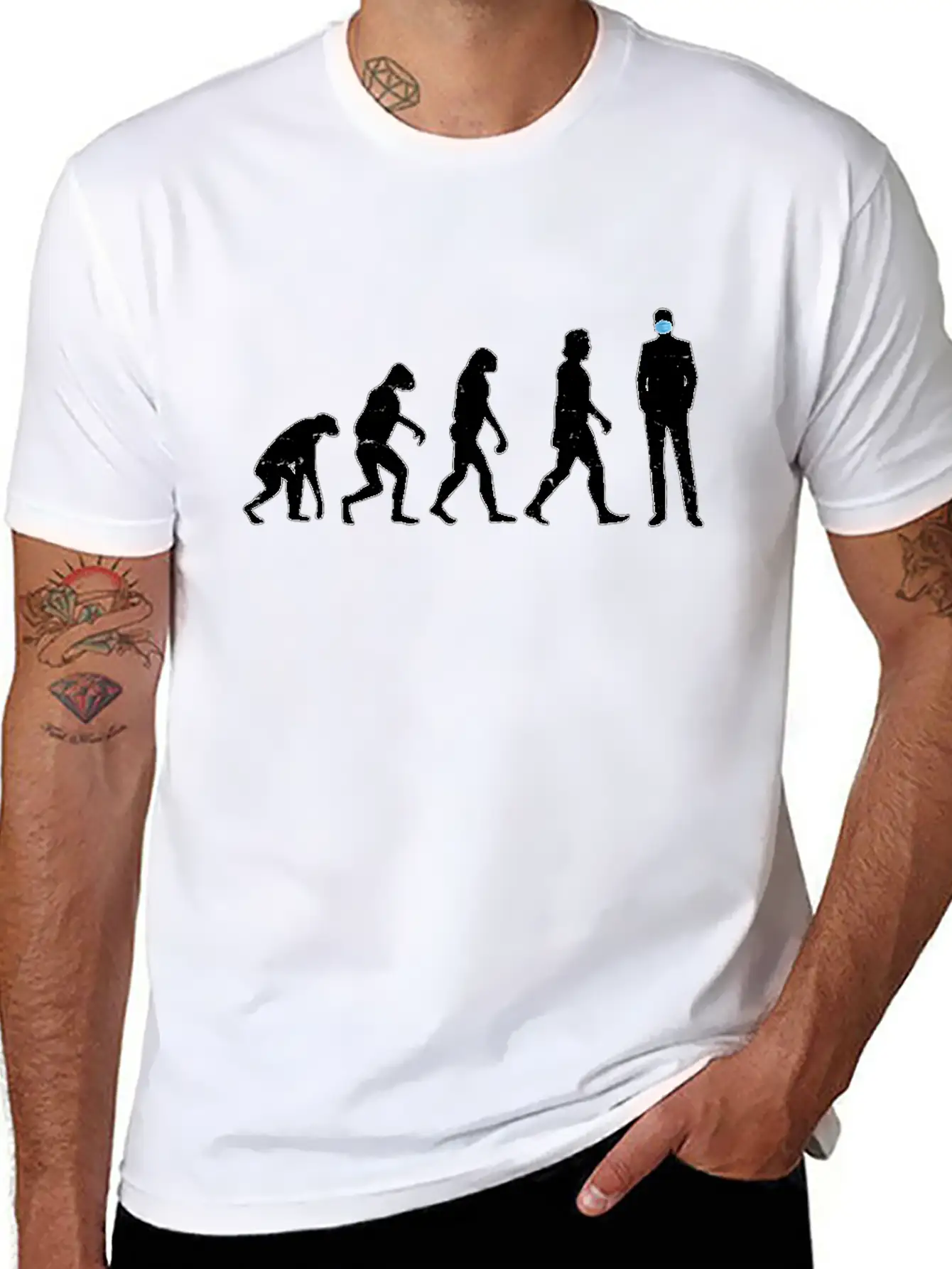 Evolution Of People - Human - Face Mask - Masked - Casual Graphic T-Shirt – Simple And Comfortable Daily Wear