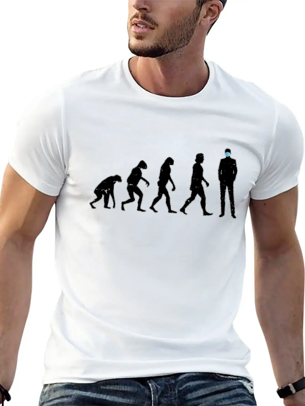 Evolution Of People - Human - Face Mask - Masked - Casual Graphic T-Shirt – Simple And Comfortable Daily Wear