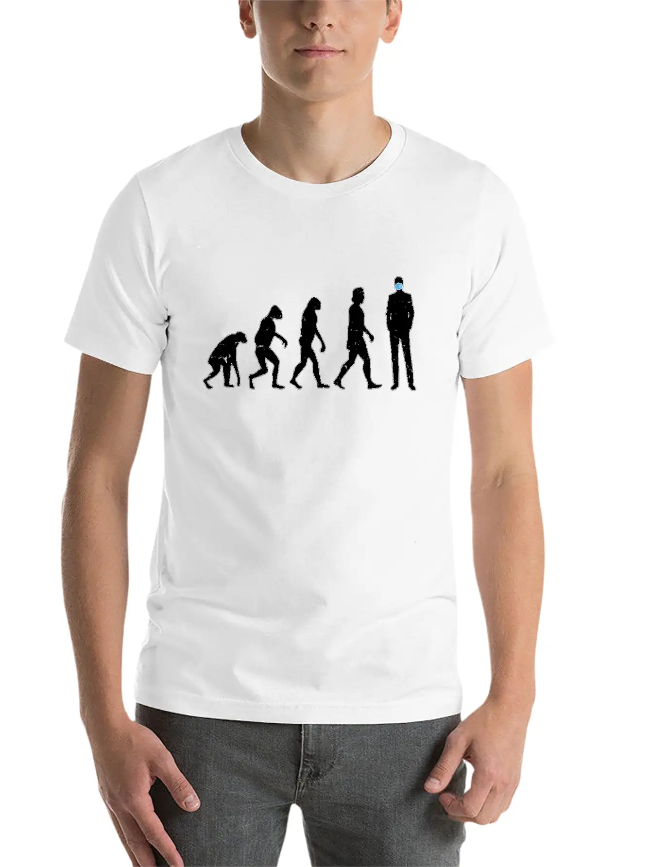 Evolution Of People - Human - Face Mask - Masked - Casual Graphic T-Shirt – Simple And Comfortable Daily Wear