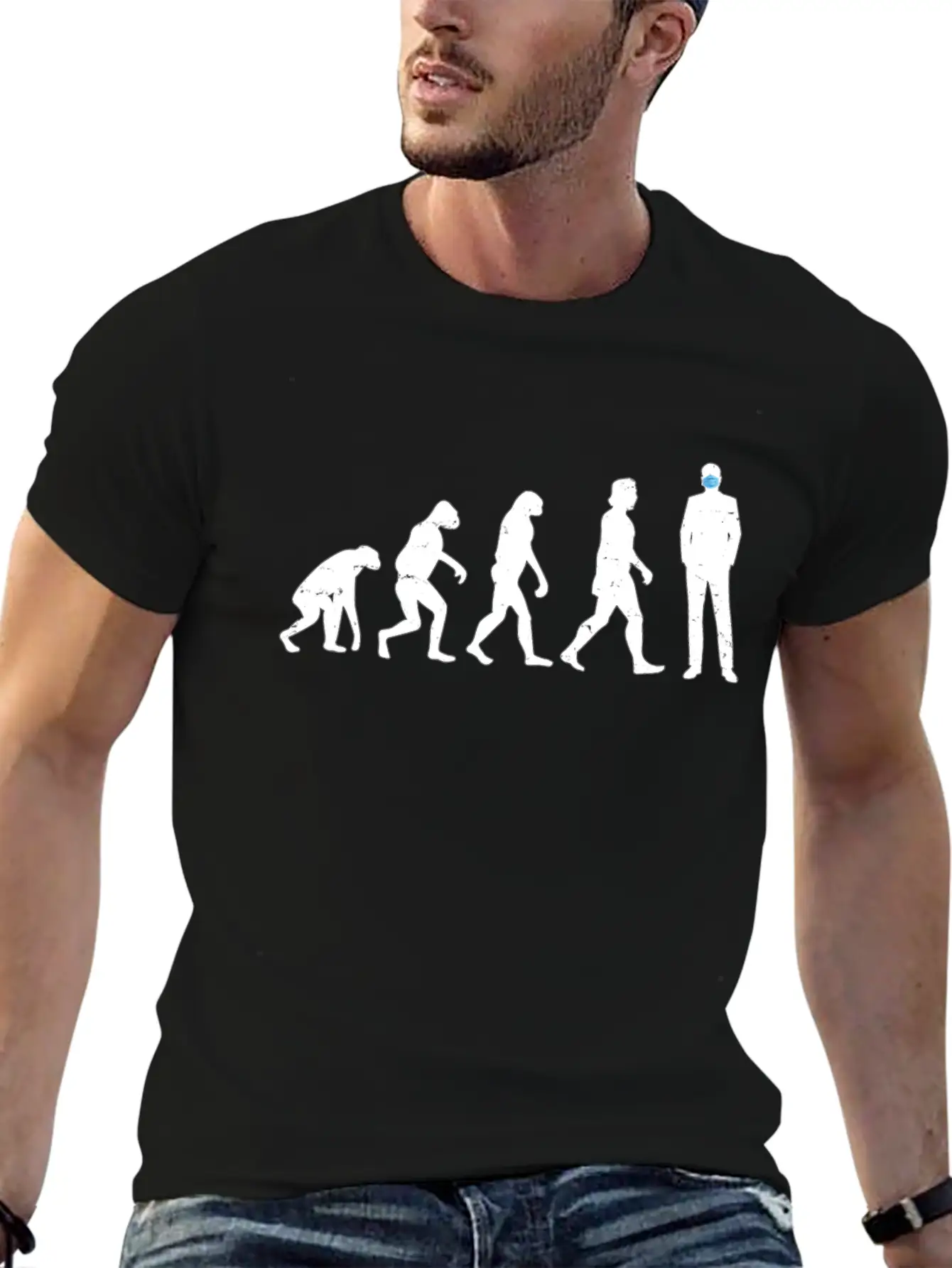 Evolution Of People - Human - Face Mask - Masked - Casual Graphic T-Shirt – Simple And Comfortable Daily Wear