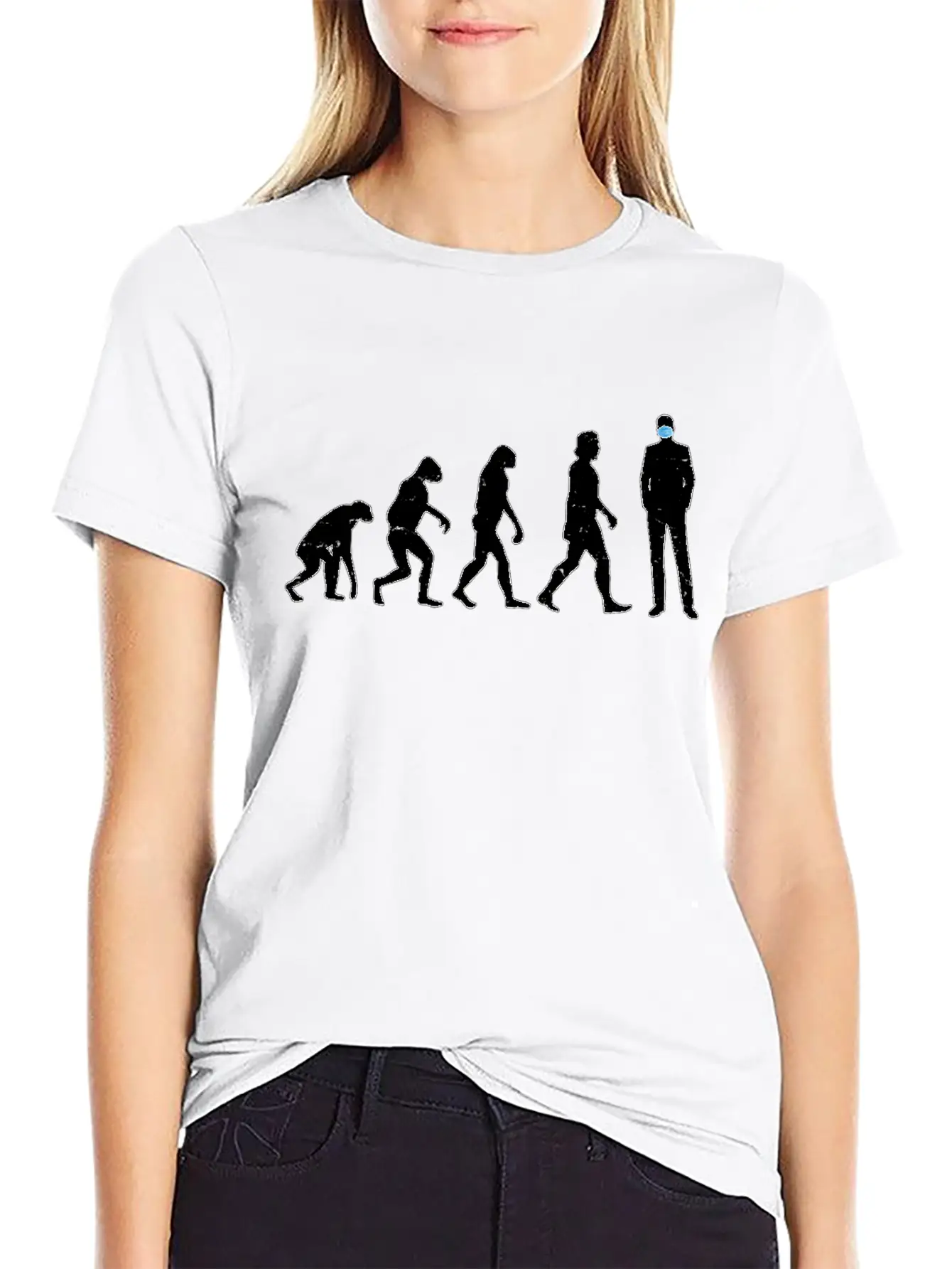 Evolution Of People - Human - Face Mask - Masked - Casual Graphic T-Shirt – Simple And Comfortable Daily Wear