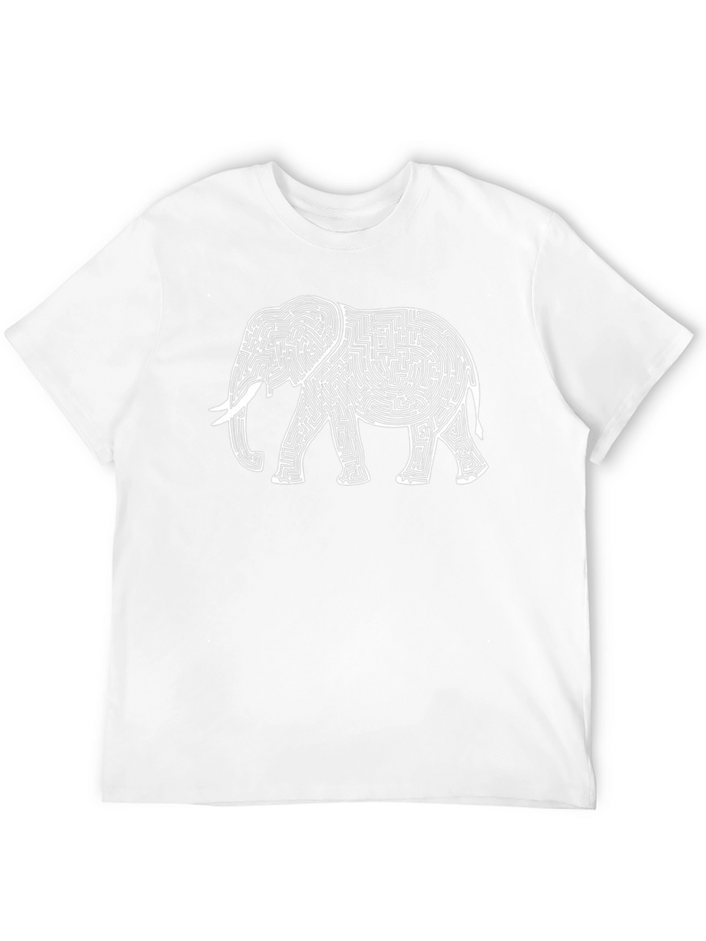 Elephant Maze Graphic Tee - Black Cotton T-Shirt